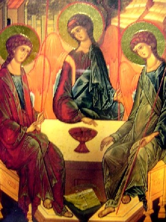 Образ Св.Троицы с частицей Мамврийского дуба. Эта икона всегда с нами в пути