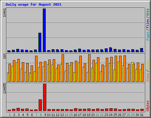 Daily usage for August 2021