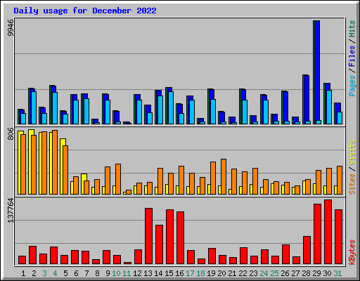 Daily usage for December 2022