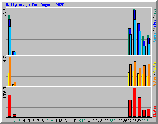 Daily usage for August 2025